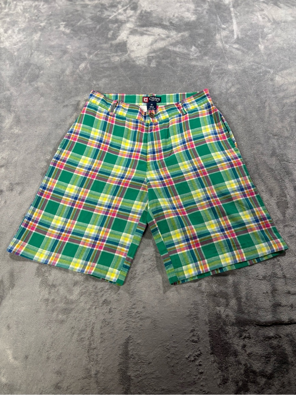 Chaps Green Plaid Multi-Color Men's Shorts